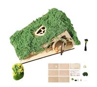 Juego de manualidades de construcción de madera, acabado sin astillas, escala en miniatura de 22 x 12,8 x 11,5 cm, bases de vivienda forestal, paquetes de construcción de madera, fácil de juntar, para