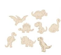 Juego de manualidades de dinosaurios de madera 3D para niños a partir de 4, 5, 6 años, 12 figuras de madera para pintar con 12 lápices de colores, diamantes de imitación y pegatinas, manualidades