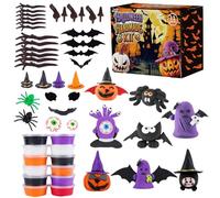 Juego de manualidades de Halloween para niños, 12 unidades, masa para modelar, secado al aire, masa para modelar calabazas, juego creativo, plastilina Magic Dough Air Dry Clay, regalo de Halloween