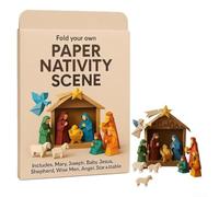 Juego de manualidades de Navidad de papel blanco para belén | Dobla Jesús, ángel, animales; kit de papel blanco de 25 cm; divertida actividad de unión familiar para espíritu navideño (A)