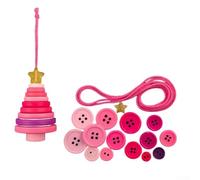 Juego de manualidades de Navidad para hacer adornos, incluye botones, piezas de fieltro de hilo y cuerdas para colgar para diseños de muñeco de nieve, ángel, Papá Noel y árbol (árbol de Navidad rosa)