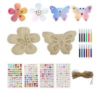 Juego de manualidades para niños, 60 unidades, diseño de mariposa y flor con lápiz de acuarela y pegatinas de piedras preciosas, cuerda decorativa, manualidades, cumpleaños infantiles, para