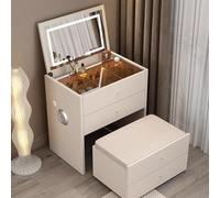 Juego de maquillaje con espejo y luces LED, 3 niveles de brillo, mesa de tocador y taburete oculto, altavoz Bluetooth, regalo de belleza ideal para niños y adolescentes