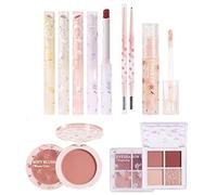 Juego de maquillaje coreano, para mujeres, incluye lápiz labial, colorete, paleta de sombras de ojos, lápiz de cejas y lápiz corrector para principiantes, set de maquillaje todo en uno, set de regalo