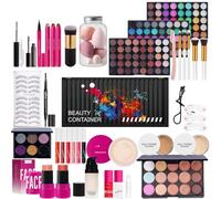 Juego de maquillaje de 32 piezas, kit completo de maquillaje con caja de almacenamiento, impermeable, de alto pigmento, para adolescentes, principiantes, profesionales