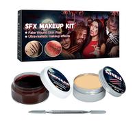 Juego de maquillaje infantil de Halloween, kit de herida de sangre falsa con espátula, pintura facial para adultos y niños, pintura corporal lavable para heridas, juego de rol, teatro, sesión de fotos