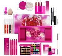 Juego de maquillaje, juego de maquillaje facial para mujeres, paleta de sombra de ojos, rubor cosmético con pincel, kit portátil para escenario, negocios, viajes, familia, amigos, para uso diario y
