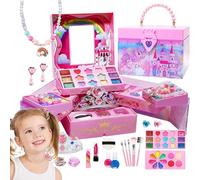 Juego de maquillaje, kit de maquillaje para,Juego de maquillaje para niña - Kits cosméticos de princesa de diseño de caja de almacenamiento grande, juguetes de juego de simulación para todo pe