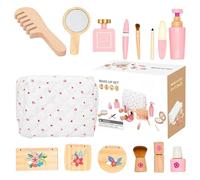 Juego de maquillaje para juegos de rol, juguete de peluquería de madera, 21,3 cm, juego de belleza interactivo, herramientas de estilismo, juguete educativo de fantasía, juego de peluquería de belleza