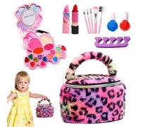 Juego de maquillaje para niñas, kit de maquillaje para niñas, juego de belleza para niños, 22 kits de cosméticos reales lavables, accesorios de uñas, kit de vestir, maquillaje real de Navidad y