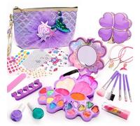 Juego De Maquillaje Para Niños Y Niñas,26 Piezas Cosméticos Reales Temáticos Para Princesas Juguetes | Kit De Maquillaje Para Niñas,Adecuado Para Niños De 3-12 Años Juego De Ficción Y Disfraz Juguetes