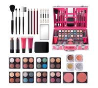 Juego de maquillaje para principiantes, kit completo de maquillaje para principiantes con estuche de tren, juego de maquillaje para niñas que incluye pinceles, pintalabios, paleta de sombras de ojos y