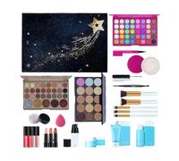 Juego de maquillaje para principiantes - Set de maquillaje facial portátil, incluye pincel cosmético lápiz labial sombra de ojos | Kit de maquillaje para adolescentes para novia, hermana, hija