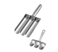 Juego de máquina de albóndigas triple sin esfuerzo con raspador, herramienta de cocina antiadherente de acero inoxidable para albóndigas, masa de galletas y bolas de arroz, fácil de limpiar y apto