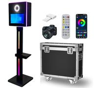 Juego de máquina de fotomatón con mini impresora, cámara, papel de impresión, control remoto, tira de luz RGB, ideal para eventos, fiestas, alquileres, cumpleaños, bodas