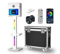 Juego de máquina de fotomatón con mini impresora, cámara, papel de impresión, mando a distancia, tira de luz RGB, 8 GB + 256 GB, ideal para eventos, fiestas, alquileres, cumpleaños, bodas
