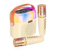 Juego de máquina de karaoke, de canto inalámbrico, altavoz de música portátil de 4.7 x 2.7 x 5.1 pulgadas, batería integrada de 1200 mAh, soporte de micrófono, ideal para niños, fiestas