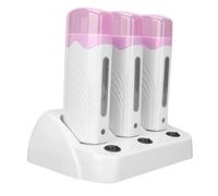 Juego de Máquina Depiladora de 3 Piezas, Calentador de Cera de Rollo Portátil con Base de Calentador, Kit de Máquina Depiladora de Cera de Depilación Eléctrica para Viajes en el Hogar