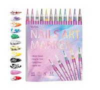 Juego de marcadores artísticos: bolígrafos para dibujar uñas, accesorios de manicura de punta fina con flujo de tinta , kit de decoración de uñas con diseño compacto portátil, esmalte y herramien