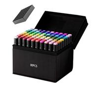 Juego de marcadores de color: bolígrafos para colorear, marcadores de 6.06 pulgadas Pen - Pensas de punta de fieltro de arte con bolígrafo negro y base para dibujar, dibujo, anime, manga - garabato