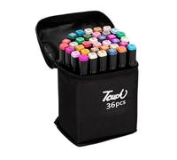 Juego de marcadores de colores y doble punta 36 pcs de arte Permanente Para colorear Marcadores Dibujo creativo | Rotuladores para adultos Punta fina y de gruesa Para dibujar Manga y Anime Con estuche