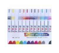 Juego de marcadores de pintura, 12 bolígrafos a base de de secado rápido, suministros de arte permanentes e impermeables, herramientas de escritura multimanualidades, tela de vidrio de roca de