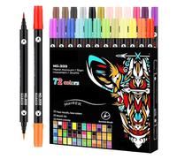 Juego de marcadores de pintura acrílica de 36 piezas: marcadores de doble punta con 72 colores en un color amplio | Cepillo versátil y punta fina perfecto para sobre lienzo, chiff