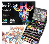 Juego de marcadores de pintura acrílica de 48 colores, doble punta para madera, lienzo, vidrio y cerámica, suministros de arte premium para manualidades, pintura rupestre y decoración del hogar