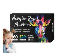 Juego de Marcadores de pintura acrílica, Double-Tip Permanente Painting Pens Rock, Glass, Wood, Canvas, and Ceramic, Fade-Resistant Drawing Tools Craft Supplies Artists, Projects,Paper Art
