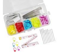 Juego de marcadores de punto, accesorios de ganchillo con 60 unidades, anillo circular de conteo colorido, 9 unidades, agujas de costura de ojo grande, 1 cinta métrica