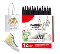 Juego de marcadores de tela - 12/24 colores lavables e impermeables bolígrafos de tela para ropa, lienzo, camisetas, bolsos, zapatos | Pintura infantil, arte textil DIY, personaliza algodón poliéster