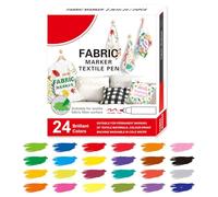 Juego de marcadores de tela, bolígrafos de pintura textil de color, 6.3 x 5.71 pulgadas, diseño colorido y ligero, marcadores de acuarela lavables para el hogar, zapatos, cerámica, bolsas de mano y