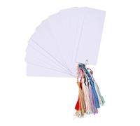 Juego de marcadores en blanco de 60 piezas, papel rectangular, borlas coloridas, papel de proyecto Handmde blanco