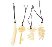 Juego de marcapáginas de estilo chino, marcapáginas de Metal chapado en oro y latón con cuerda, 4 Uds.