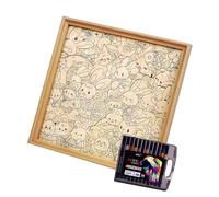 Juego de Marco de Rompecabezas con Pintura temática de Animales de Madera para niños, Juguete Educativo para Colorear, Desarrollo de Habilidades motoras Finas, artesanía navideña