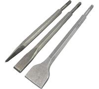 Juego de martillo de cincel SDs (3 piezas), el kit contiene cincel de punta de 250 mm, 20 mm x 250 mm y cincel plano de 40 mm x 250 mm de ancho, gama de productos Toolpak Cinceles, broca tipo SDS,