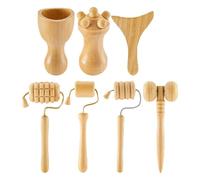 Juego de masaje de madera - 7 herramientas de masaje | Masajeador manual de madera de haya que la tensión muscular y promueve la relajación | Ideal para cara, brazos y piernas para uso diario