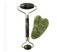 Juego de masaje de piedra de jade antienvejecimiento Gua Sha Rose Quartz Jade Face Roller Gua Shua (tipo d)