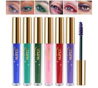 Juego de máscara de pestañas de colores, 6 colores, impermeable, para engrosamiento y rizado, pestañas largas duraderas, extensión de ojos para Navidad, Halloween, fiesta, boda