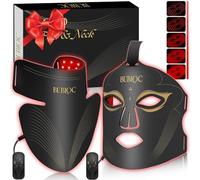 Juego de máscara de terapia de luz roja, ajuste de brillo de cinco niveles para cara y cuello, luz infrarroja de 630 nm + fototerapia de terapia LED de infrarrojo cercano de 850 nm, máscara portátil