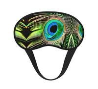 Juego de máscara opaca para dormir con estampado de plumas de pavo real para mujeres y hombres, viajes, yoga