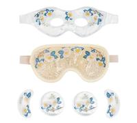 Juego de máscaras de gel refrescante, máscara facial de hielo con agujeros para los ojos y respaldo de felpa, compresa fría y caliente y almohadillas de enfriamiento reutilizables para ojos, hinchazón