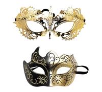 Juego de máscaras para parejas, máscara de carnaval, 2 fundas para la cara vintage, fundas brillantes para él y para ella, suministros de fiesta para mujeres y hombres