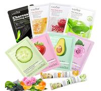 Juego de mascarillas faciales para el cuidado de la piel, paquete de 8 + 2, mascarilla facial de colágeno para todos los tipos de piel, mascarillas faciales hidratantes, regalos para mujeres, hombres