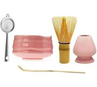 Juego de matcha con cuenco de cerámica, batidor de bambú, soporte de persecución, cuchara y tamiz - Juego de regalo de ceremonia de té japonés para principiantes y amantes del matcha