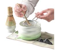 Juego de matcha - Juego de batidor ceremonial de té matcha - Kit de herramientas, cuchara, colador y cuchara para té, leche, ceremonia de desayuno, hogar, mujeres, hombres, familiares y amigos