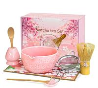 Juego de Matcha - Juego de té matcha de 8 piezas, cuenco de matcha con vertedor, batidor de matcha de bambú, cuchara, colador, soporte para batidor de matcha, set de iniciación de matcha, accesorios