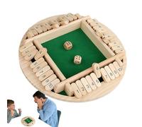 Juego de matemáticas de mesa de madera, juego de dados Shut The Box - 2-4 jugadores Juegos de dados - Juegos de mesa portátiles de mesa, juegos de mesa de madera para reuniones familiares, fiestas de