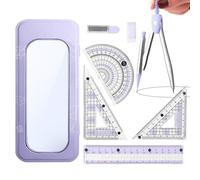 Juego de matemáticas, kit de brújula de regla geométrica para la escuela, accesorios de estudio de papelería para estudiantes, adolescentes, niños, aula, universidad, escuela, ingeniería, arquitectura