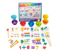 Juego de matemáticas Montessori de Madera, Conjunto de Juguetes con Cuentas y Clips, Herramientas de Apoyo, Juego de clasificación de Colores, Regalo Educativo para niños de 3 a 6 años